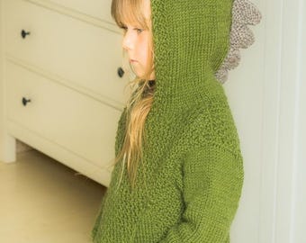 Patrón de tejido de sudadera con capucha de dragón para niños