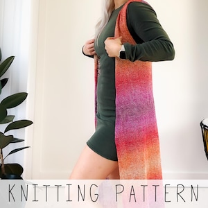 Sleeveless Cardigan KNITTING PATTERN for Women (S to 3XL Size), Long Vest, Sleeveless Open-Front Vest for Beginner I  Xena cardigan
