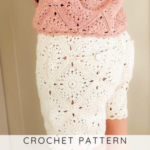 Shorts CROCHET PATTERN with Granny Squares: Boho Summer Pants with Pockets (S-L, PDF Download) I Naomi
