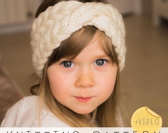 Twist headband KNITTING PATTERN Cable Headband Knit Pattern for for Toddler, Child, Women, Knit Ear Warmer, Knot Headband + Video I Iverson