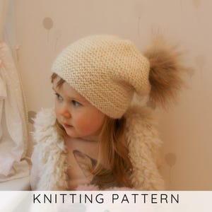 Easy Kids Hat KNITTING PATTERN Kids Slouch Hat Knit Pattern Kids Winter Hat, Garter Stitch Toque Pattern, Kids Slouchy Hat I Piia slouch