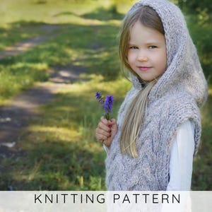 Hooded Poncho KNITTING PATTERN, Cable Knit Cape Pattern for Kids and Women, Chunky Button Poncho Pdf I HASTINGS Poncho