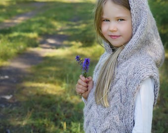 Hooded Poncho KNITTING PATTERN, Cable Knit Cape Pattern for Kids and Women, Chunky Button Poncho Pdf I HASTINGS Poncho