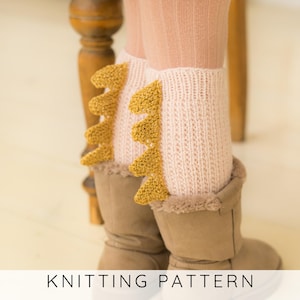 Dragon Leg Warmers KNITTING PATTERN, Kids Dance Warmers Knit Pattern with Spikes, Footless Socks I Crimson