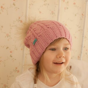 Cable Beanie KNITTING PATTERN Kids Cable Hat Knit Pattern, Women's Cable Hat Pattern with Aran Yarn, Winter Hat for Girls I Bella image 5