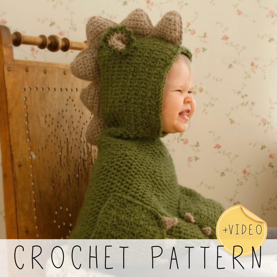 CROCHET Dragon Poncho PATTERN Hooded Cape for Halloween Costume - Main Image
