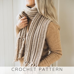 Gestreifte Schal Häkelanleitung für Anfänger, Damenschal Häkelanleitung, Aran Schal mit Fransen (Kinder-, Damen-, Herrengrößen) I Sisly