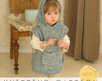Easy Hooded Poncho KNITTING PATTERN Toddler Poncho Knit Pattern Kids Poncho Video Pattern Poncho Pattern Child Poncho Pattern I Phoebe