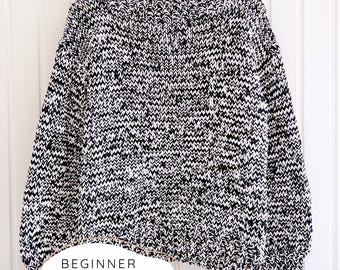 Oversized Chunky Pullover KNITTING PATTERN, Easy Thick Jumper Flat Knit Pattern for Women, Size Inclusive, Slouchy Winter Sweater I McKinsey
