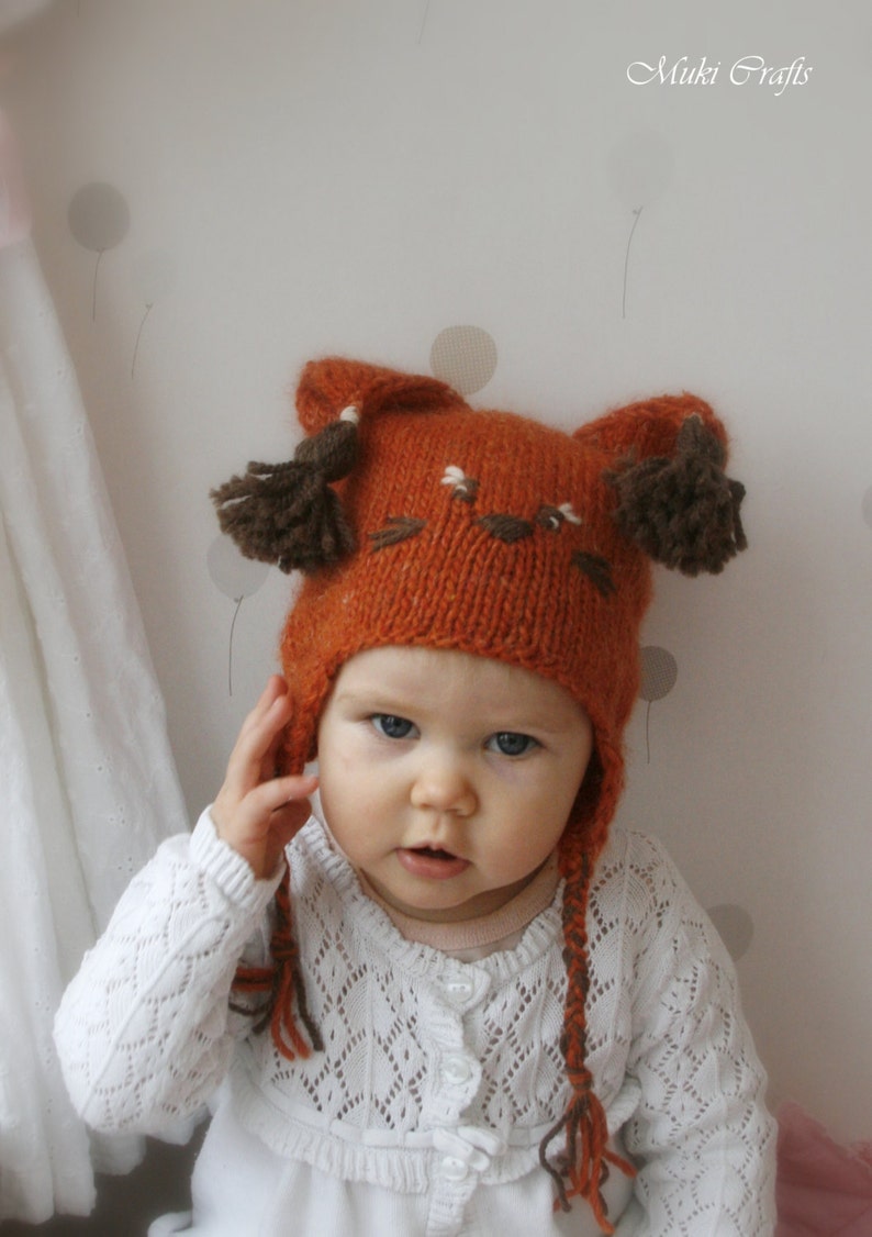 Squirrel Earflap Hat KNITTING PATTERN Baby Hat Knit Pattern Kids Animal Hat, Earflap Beanie Cap Hat Knitting Pattern I Squirrel Sibo image 5