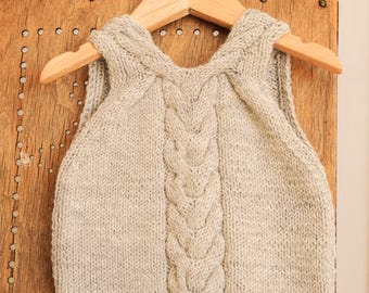 Padrão de tricô para colete infantil com tranças, padrão de tricô para suéter infantil sem mangas, colete clássico para meninos e meninas | Colete LUNA