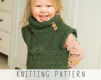 Kids Vest KNITTING PATTERN Toddler Vest Knit Pattern, Sleeveless Vest, Beginners Vest with Collar and Bow, Collared Vest, Girls Vest I Moira