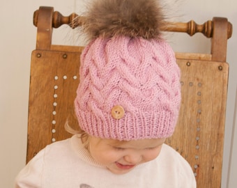 Patrón de tejido para gorro de punto con trenzas, gorro de invierno fácil para mujeres y niños, diseño sencillo con trenzas y pompón I IRPA Hat
