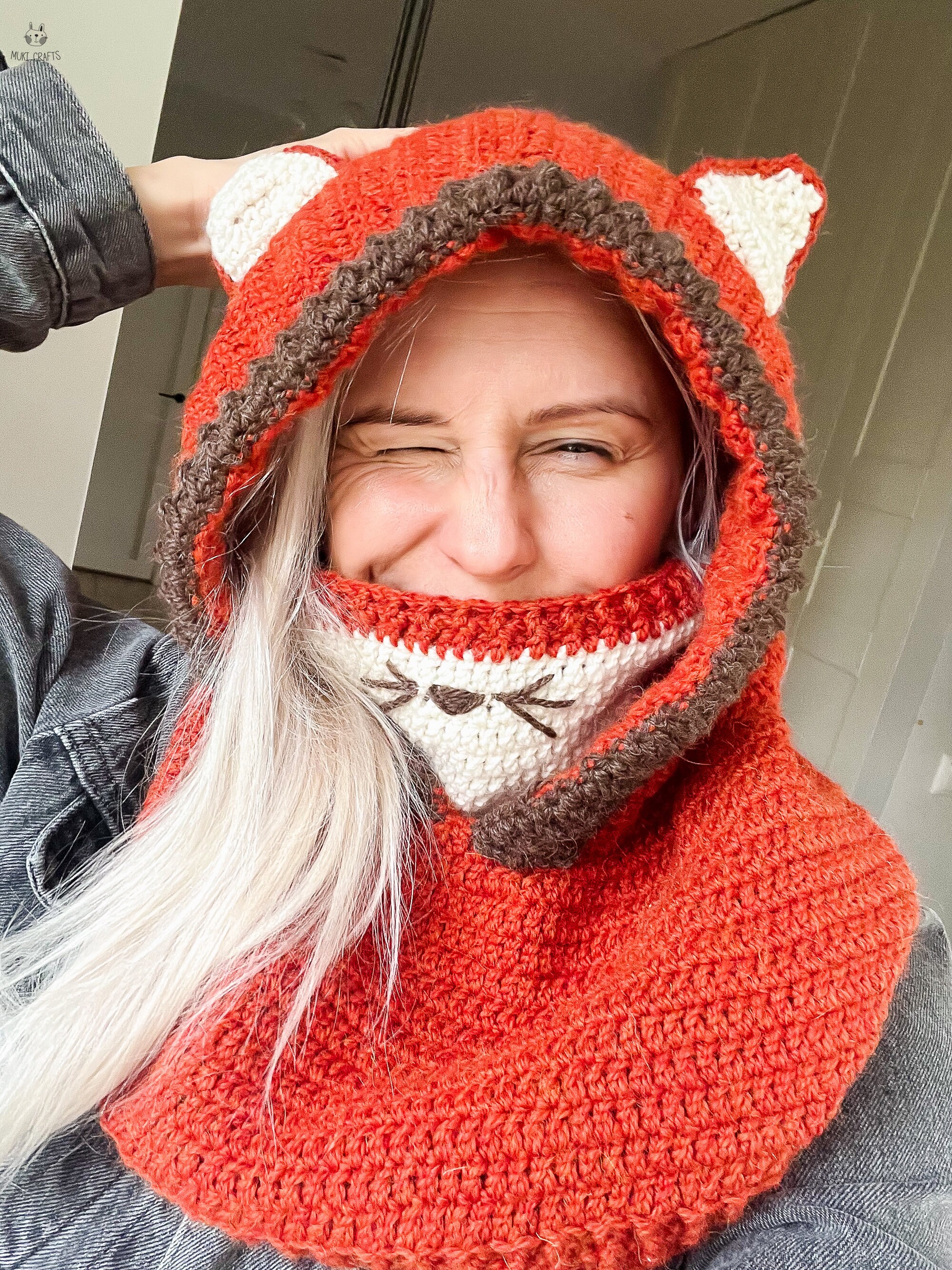Fox Snood CROCHET PATTERN Animal Hood Cowl With Ears PDF, Easy