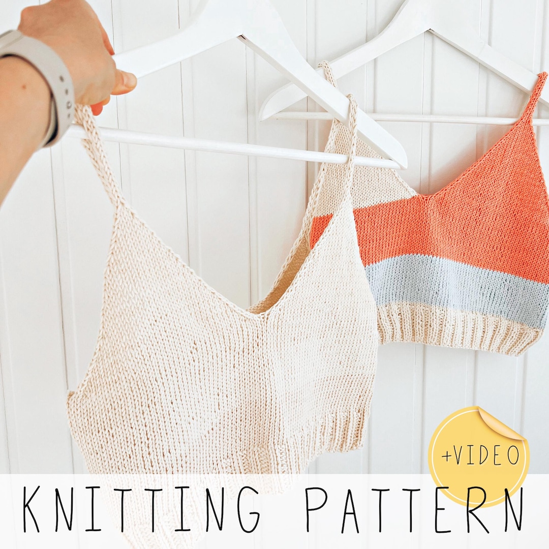 Crop Top KNITTING PATTERN Bralette for Women (size XS to 3XL), Knit ...