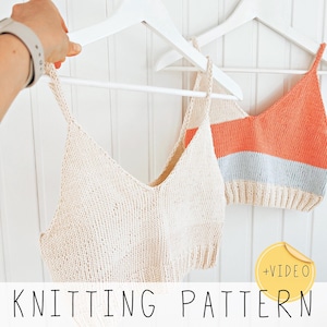 Crop Top KNITTING PATTERN Bralette for Women (Size XS to 3XL), Knit Crop Top, Knitted Camisole with Spaghetti Straps and V-neck I Xi