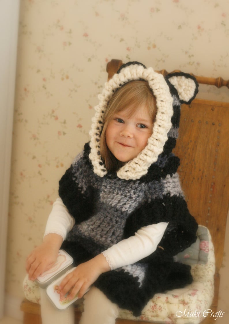 Wolf Poncho CROCHET PATTERN Chunky Fox Poncho Crochet Pattern with Pointed Ears, Wolf Pattern, Kids Rectangle Crochet Poncho Pattern I Max image 8