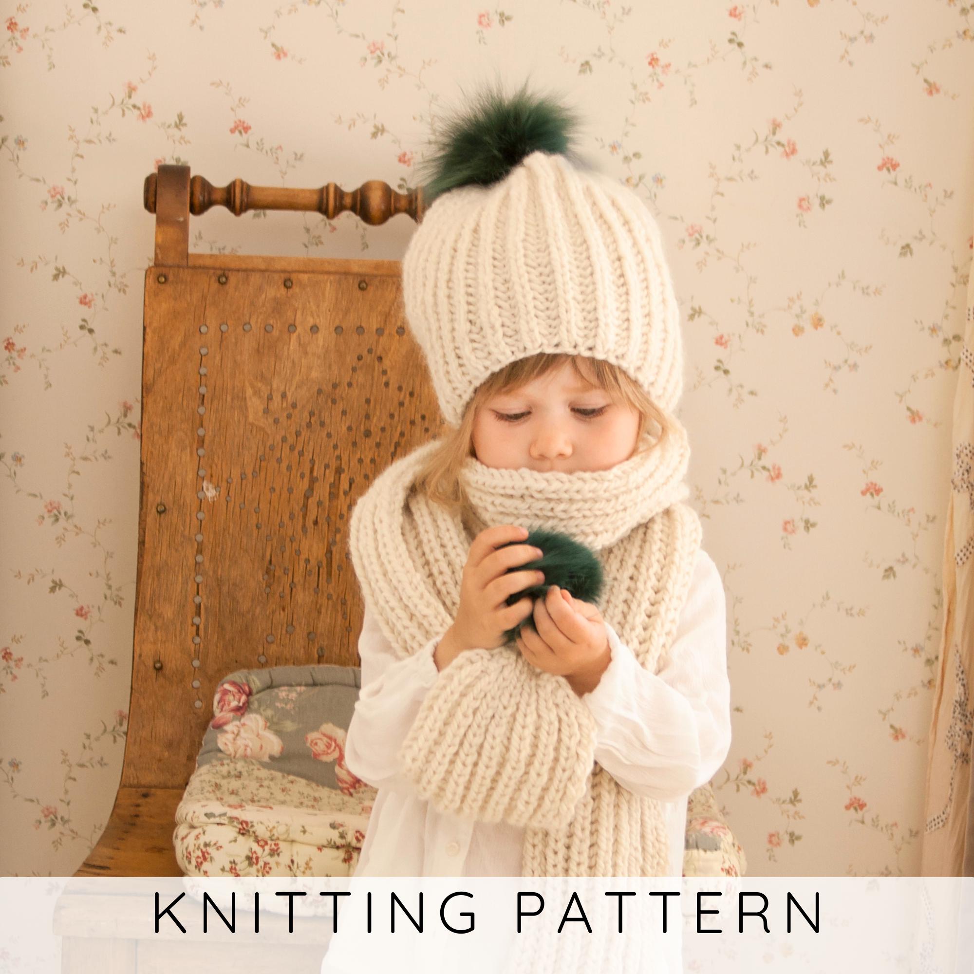 Fisherman's Rib Hat KNITTING PATTERN, Ribbed Slouch Hat and Scarf Knit ...