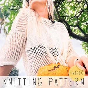 Summer Sweater KNITTING PATTERN, Mesh Tee, Light Loose