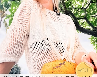 Summer Sweater KNITTING PATTERN, Mesh Tee, Light Loose