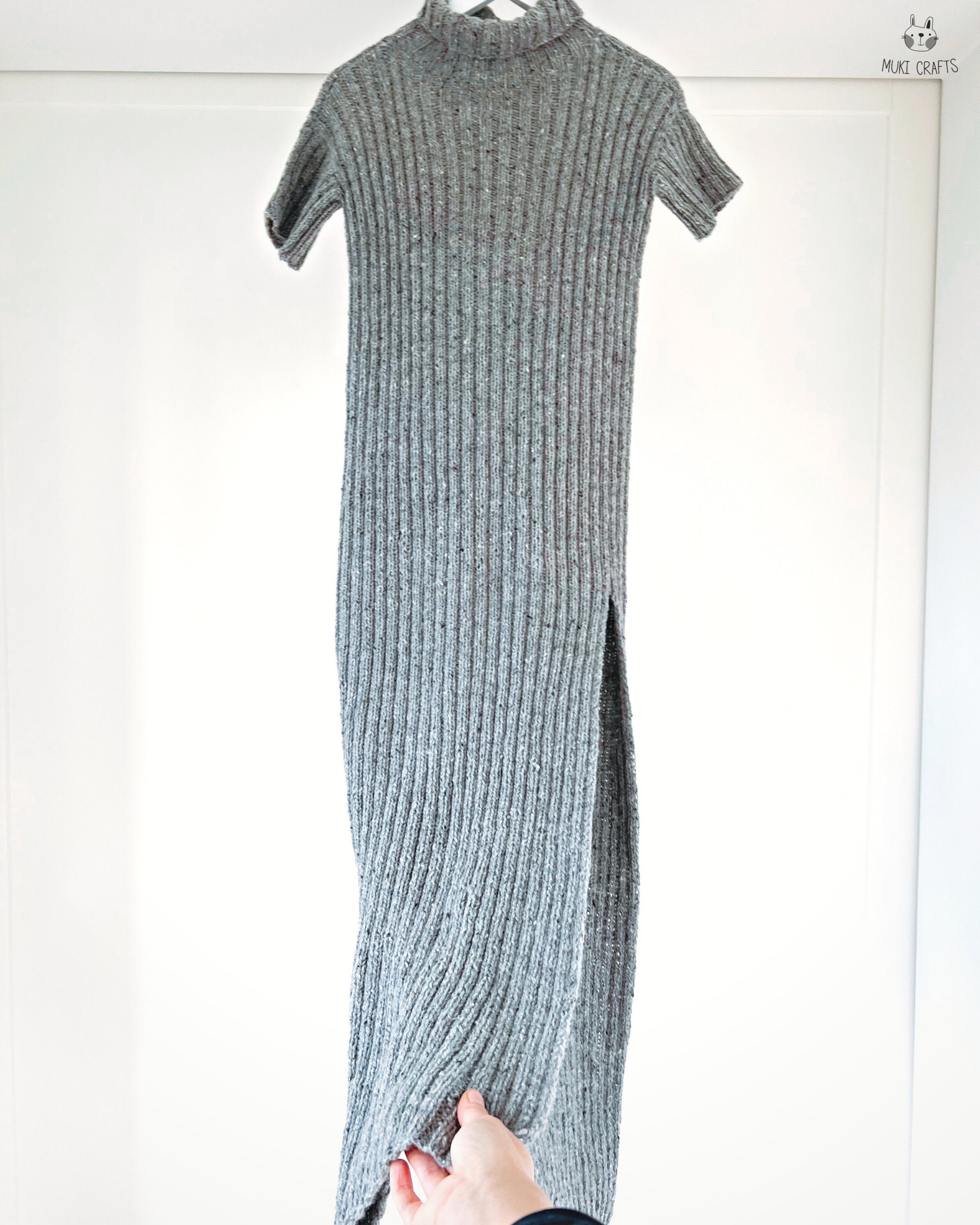 Long Dress KNITTING PATTERN Ribbed Sweater Dress Knit