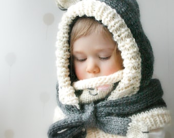Patrón de tejido para capucha de gato, patrón fácil para tejer gorro de animal grueso para niños y mujeres, capucha con orejas, regalo para amantes de los gatos I SIMBA Cat Hood