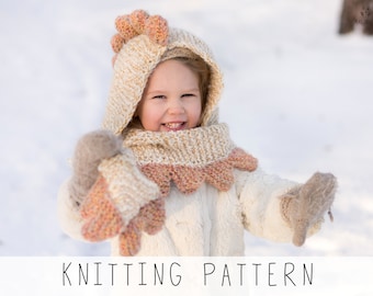 Dragon Hooded Scarf KNITTING PATTERN Kids Hood Knit Pattern Winter Snood Dragon Knitting Kids Scarf Pattern with Spikes I Viper