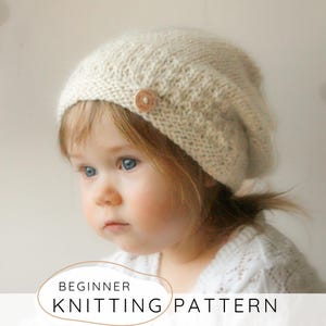 Slouchy muts BREIPATROON, beaniepatroon, eenvoudig mutspatroon voor peuter kinderen volwassen maten, Aran Yarn I CAROL-hoed
