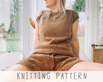 Shorts KNITTING PATTERN Top Knit Pattern Knitted Shorts Pattern Pants Knit Pattern Knit Tank Top Summer Shorts Pattern I WFH Set