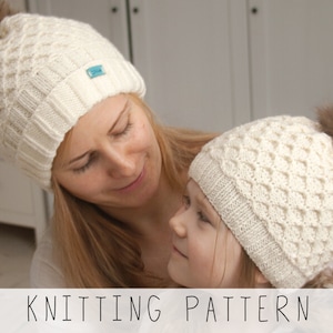 Winter Hat KNITTING PATTERN, Slouch Hat Knit Patten, Textured Double Brimmed Hat (toddler, kids, women sizes) I Merily Hat