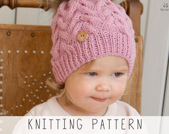 Cable Beanie KNITTING PATTERN Kids Cable Hat Knit Pattern Women's Cable Hat, Kids Winter Hat Pattern with Cables I Irpa Hat