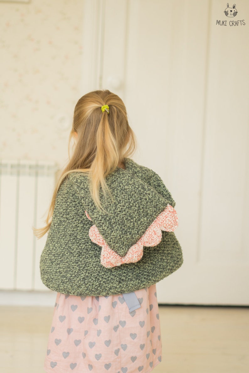 MOTIF de dragon au crochet, motif cape de dragon à capuche avec tutoriel vidéo, poncho au crochet (bébé, tout-petit, enfants), costume de dragon bricolage I Nikki image 4
