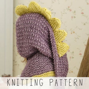 Dragon Hood KNITTING PATTERN,Long Tail Hooded Cowl Knit Pattern, Kids Animal Hood, Crocodile Costume (toddler, kids, adult size) I Warren
