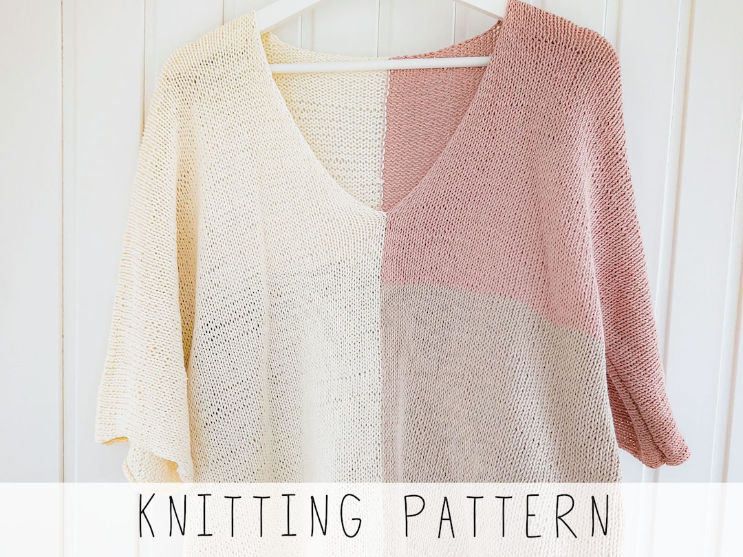 V-neck Tee KNITTING PATTERN Tee Shirt Knitting Pattern T-shirt Knit ...