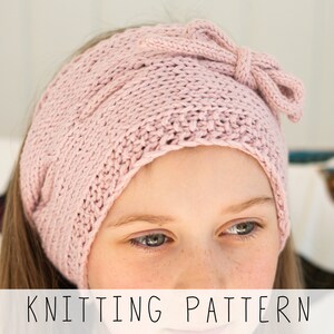Mädchen Stirnband Schleife Strickmuster, Strickmuster Anleitung für Anfänger, Stirnband Strickmuster, Ohrenwärmer Strickmuster, Kinder Stirnband mit Chunky Yarn I Lisa