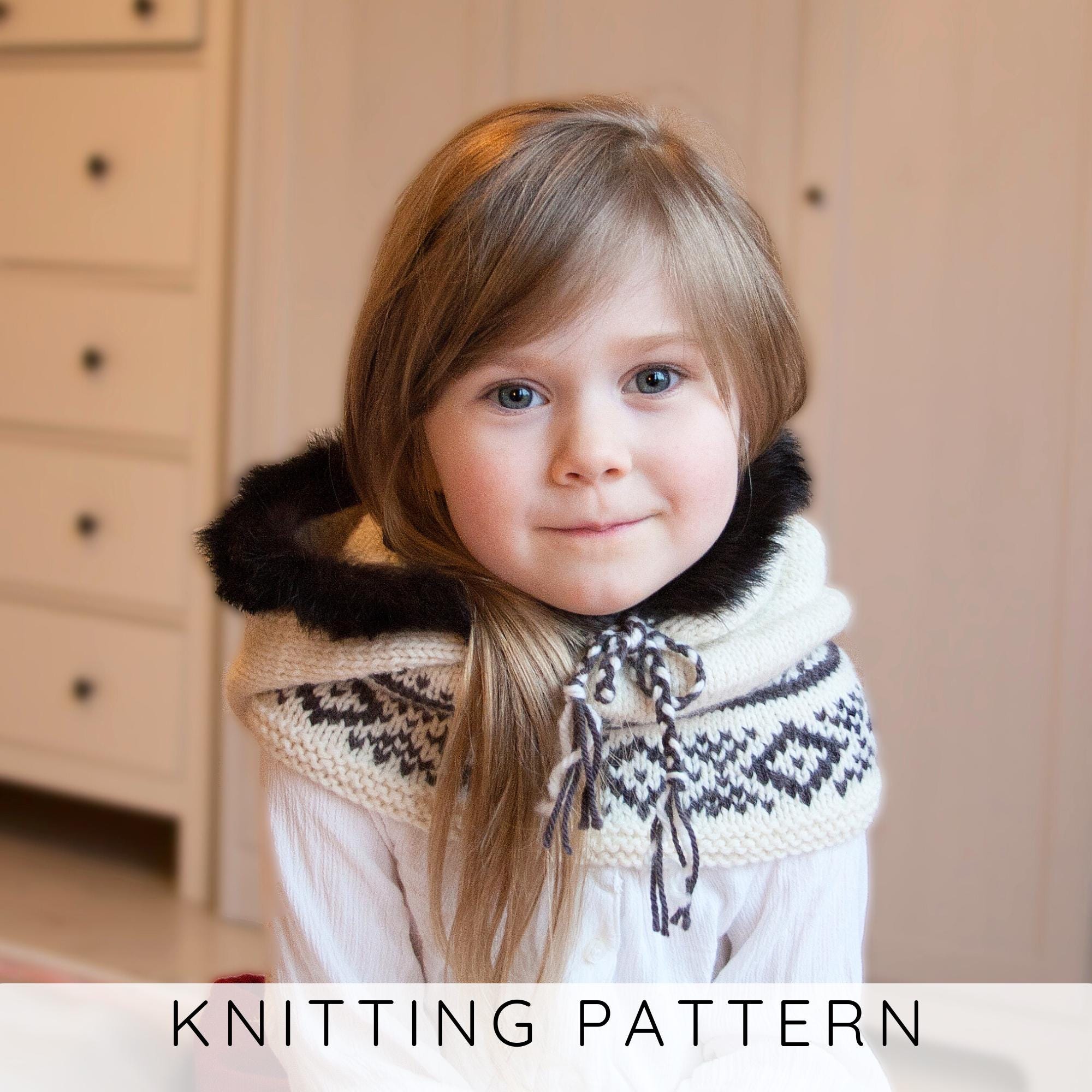 Kids Hooded Cowl KNITTING PATTERN Hoodie Knit Pattern With Inner Cowl ...