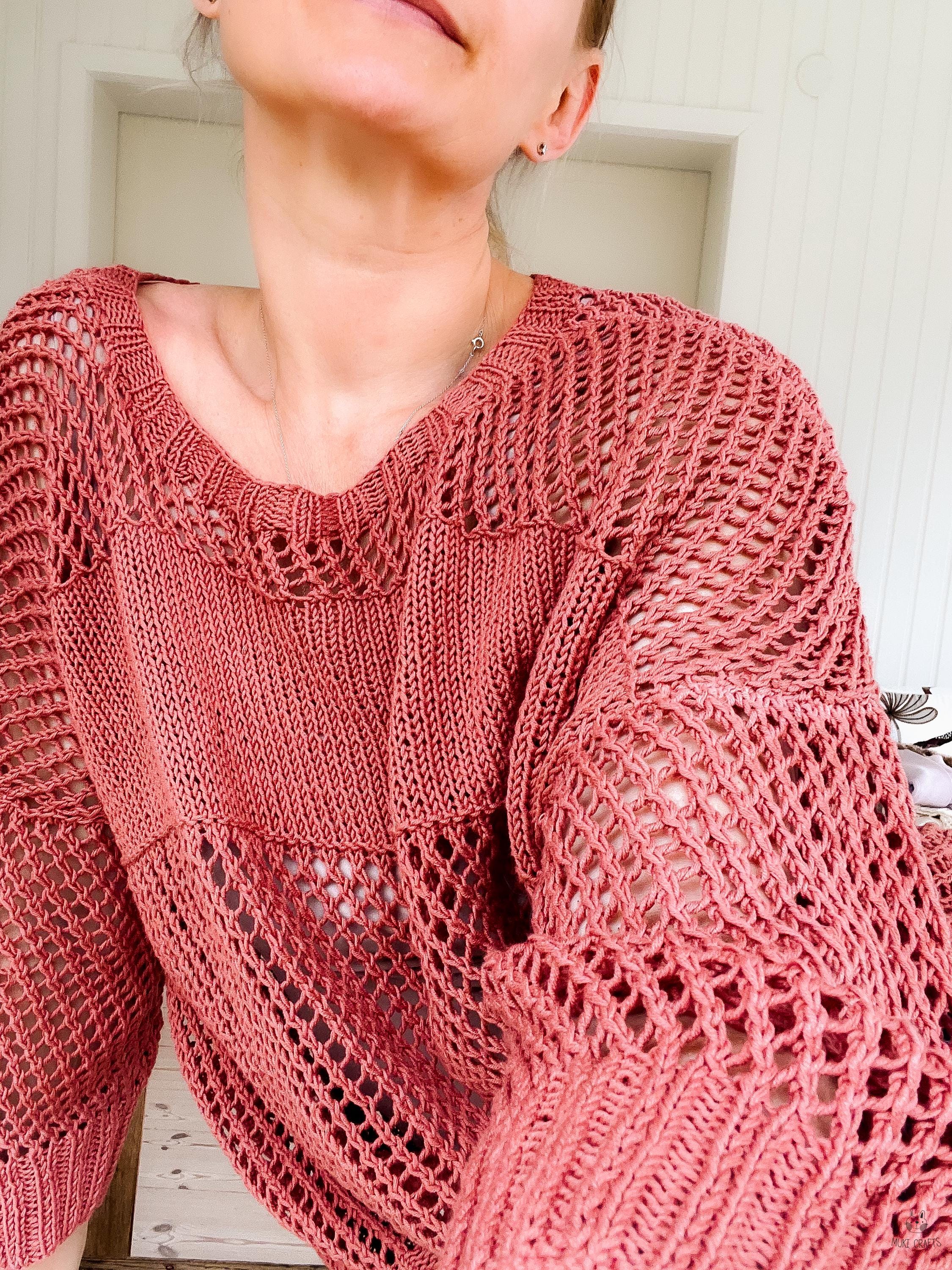 Mesh Top KNITTING PATTERN, Summer Sweater Knit Tee Pdf, Airy Open 