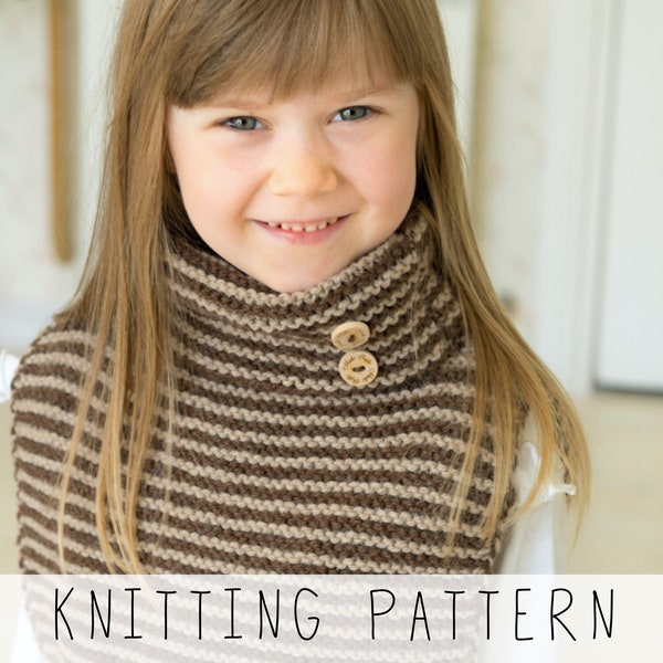 Kids Cowl KNITTING PATTERN Kids Vest Knit Pattern Beginner Friendly Cowl with Stripes Pattern DIY Kids Cowl with Aran Yarn I Charli