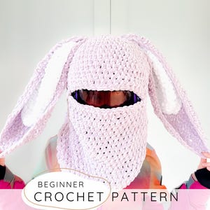 Patrón de ganchillo para funda de casco de esquí con diseño de conejito, pasamontañas de animales para niños y adultos, capucha de snowboard de invierno fácil de usar, gorro de esquí I DAISY Snood