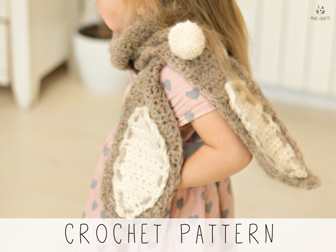 Bunny Scarf CROCHET PATTERN for Kids, Easy to Make Kids Scarf