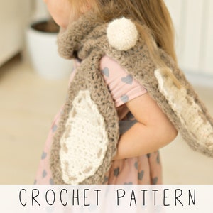 Bunny Scarf CROCHET PATTERN for Kids, Easy to Make Kids Scarf Crochet Pattern with Floppy Ears in Chunky Yarn for Winter I Bugz Scarf