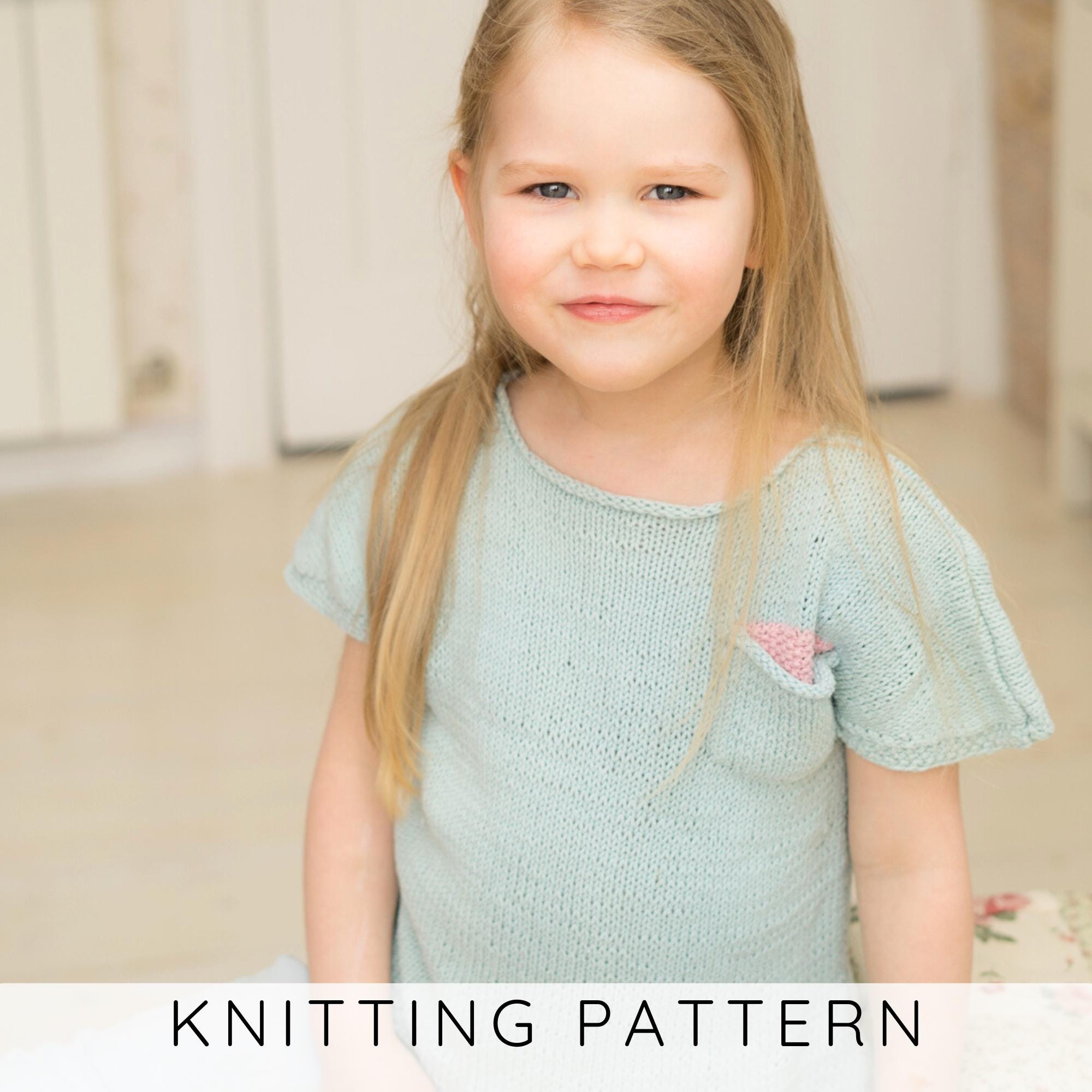 Short Sleeve Tee KNITTING PATTERN With Hidden Pocket, Easy Knit