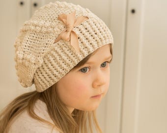 Patrón de gorro holgado de ganchillo para niñas, patrón fácil de gorro de invierno para niños, gorro holgado texturizado para bebés y niños pequeños I REGINA Beanie