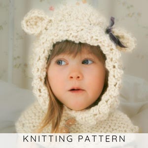 Lamb Hood Scoodie KNITTING PATTERN Chunky Hooded Cowl with Ears for Baby, Toddler & Child I Ulla