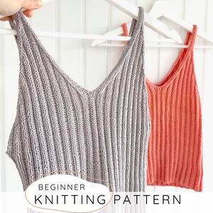 Ribbed V Neck Tank Top KNITTING PATTERN, Summer Camisole Knit Pattern for Women, Easy Sleeveless Shirt Pdf, Modern Crop Top, S-XXL I Pendi