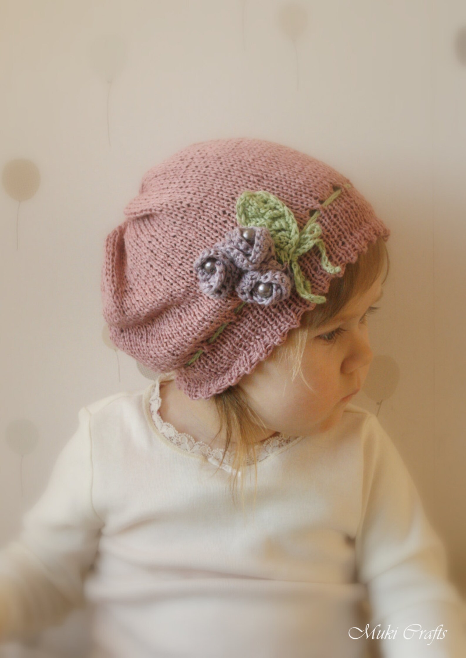 KNITTING PATTERN Slouchy Flower Hat Hannah X Girls Summer Hat Etsy
