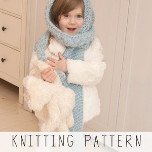 Hooded Scarf KNITTING PATTERN Chunky Cable Scarf Knit Pattern with Hood , Girls Scarf Pattern with Braids, Bulky Hooded Scarf Pattern I Anna