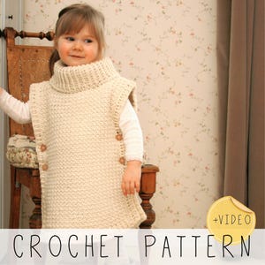 Kids Poncho CROCHET PATTERN Turtleneck Poncho Pattern (toddler, child sizes), Collared Poncho Pattern, Kids Crochet Outwear I Scarlett