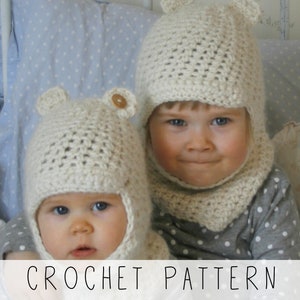 Kids Balaclava CROCHET PATTERN, Baby Winter Hat, Bear Crochet Pattern, DIY Kids Hat Tutorial (baby, toddler, child sizes) I Jo Hat