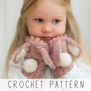 Bunny CROCHET PATTERN Wrist Warmers Pattern Fingerless Gloves Crochet Pattern Kids Rabbit Mitts Girls Gift Easy Crochet Pattern I Lola
